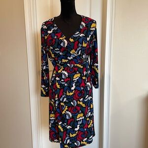 Anne Klein Vibrant Pattern Long Sleeve Dress
